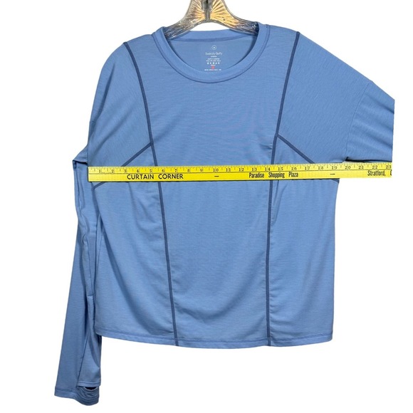 SWEATY BETTY Haste Run Long Sleeve Shirt, Blue Running Shirt, Size 8-10 - Picture 3 of 8
